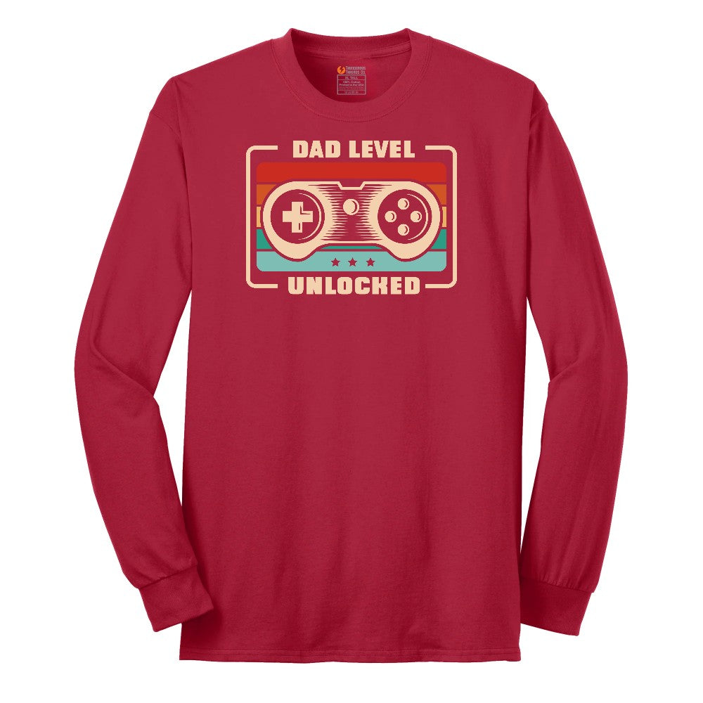 Dad Level Unlocked Long Sleeve Tee - Red