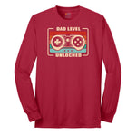 Dad Level Unlocked Long Sleeve Tee - Red