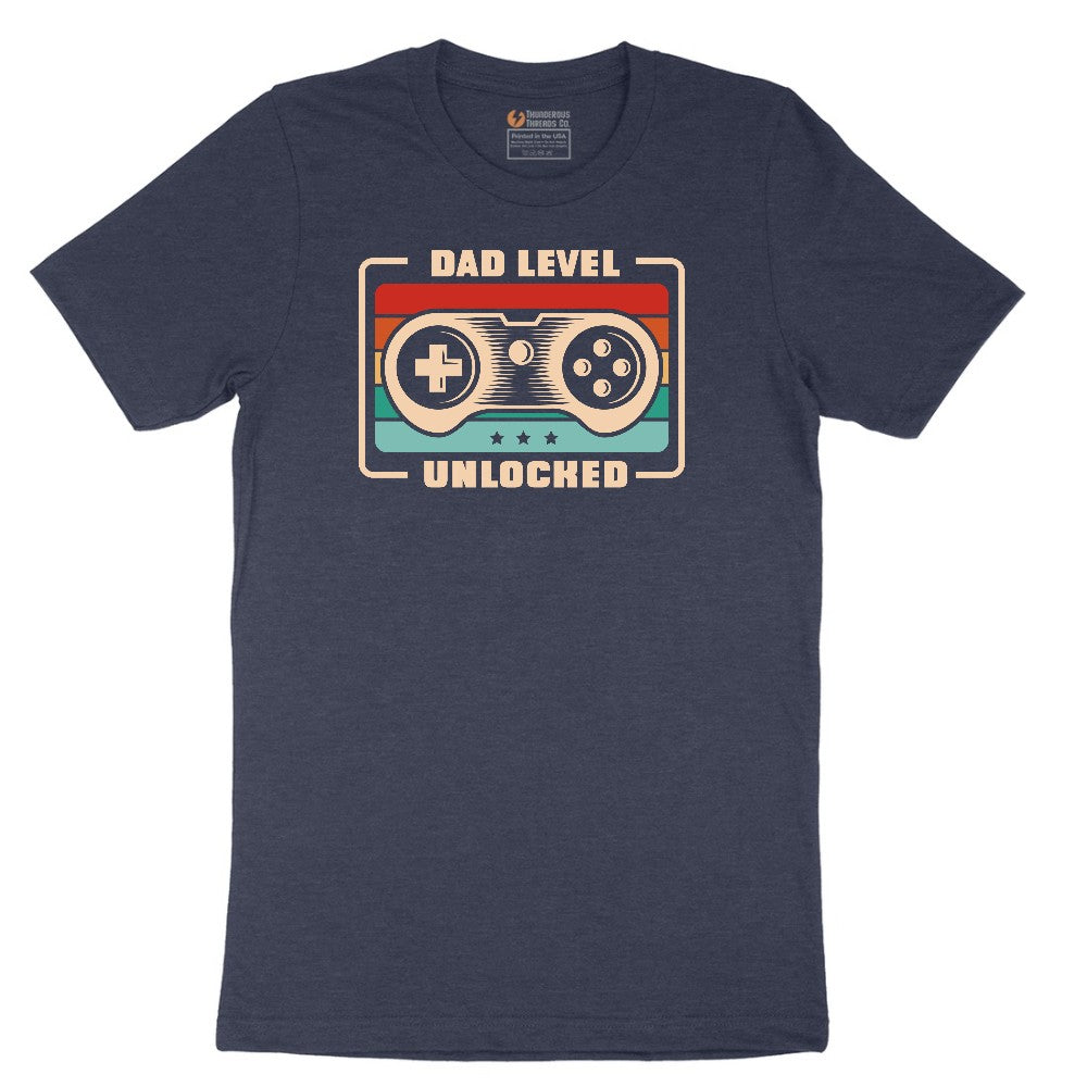Dad Level Unlocked Short Sleeve Tee - Heather Navy