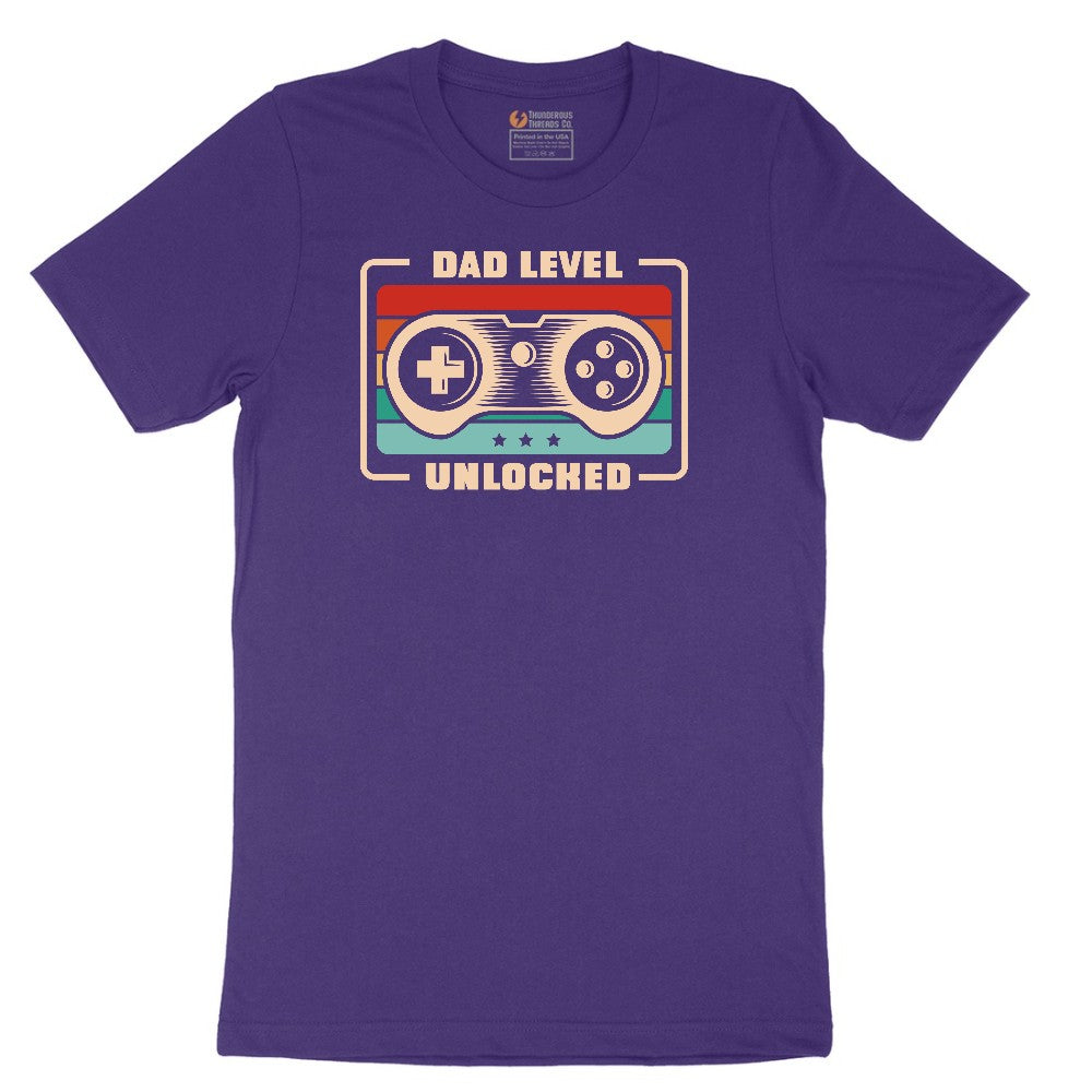 Dad Level Unlocked Short Sleeve Tee - Team Purple