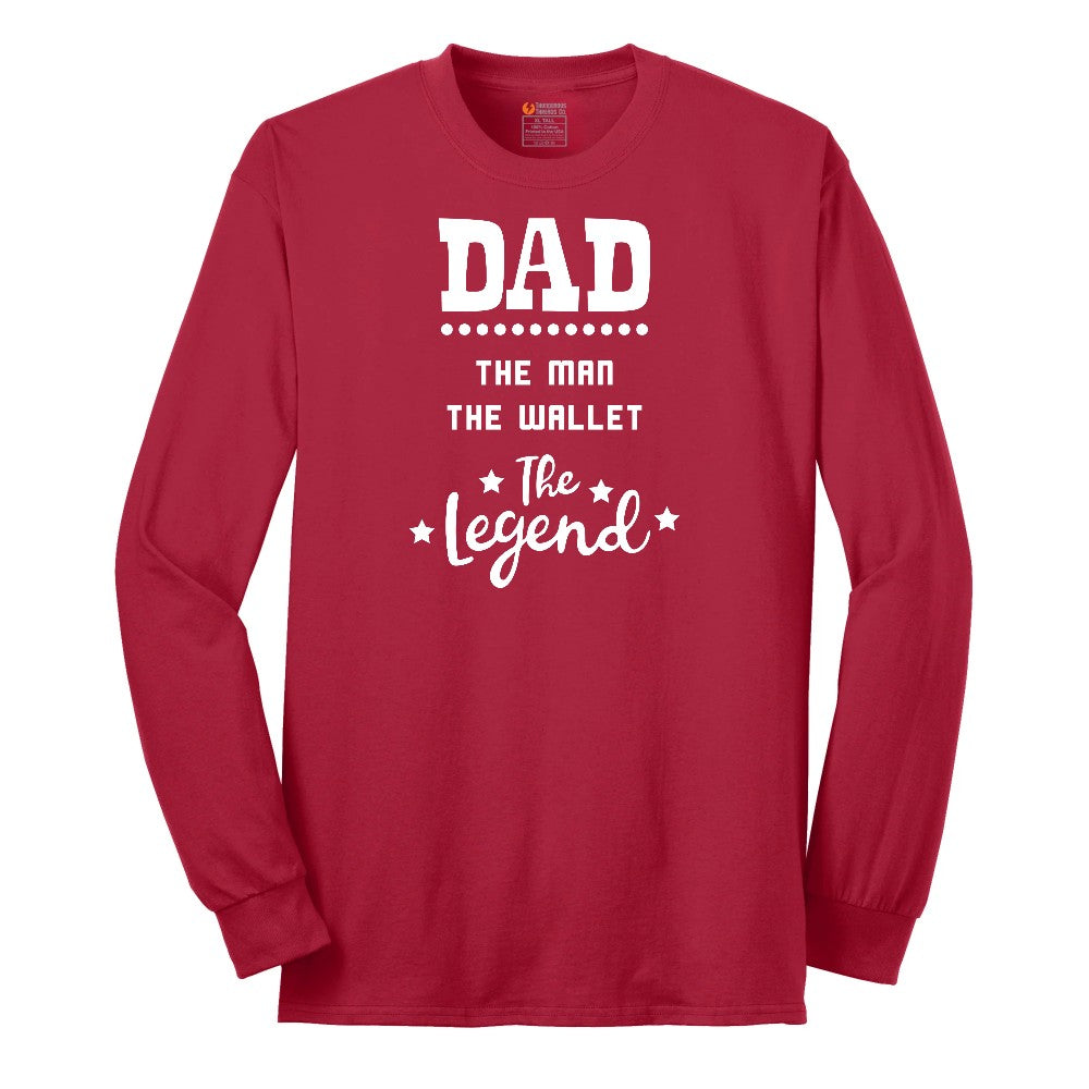 Dad the Man the Wallet the Legend Long Sleeve Tee - Red