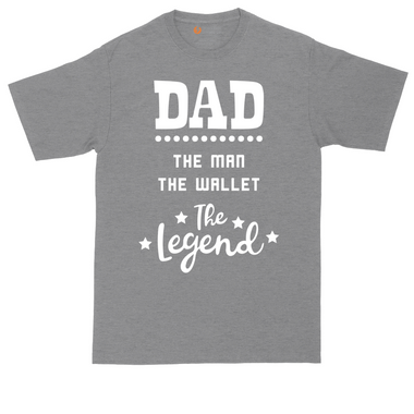 Dad the Man the Wallet the Legend tall t-shirt for men in Heather Navy