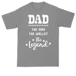 Dad the Man the Wallet the Legend tall t-shirt for men in Athletic Heather