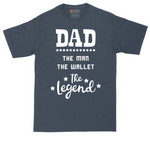 Dad the Man the Wallet the Legend tall t-shirt for men in Heather Navy