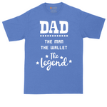 Dad the Man the Wallet the Legend tall t-shirt for men in Heather Royal