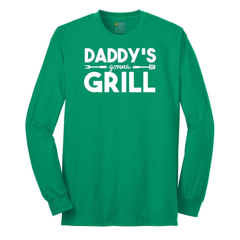 Daddys Gonna Grill Long Sleeve Tee - Kelly Green