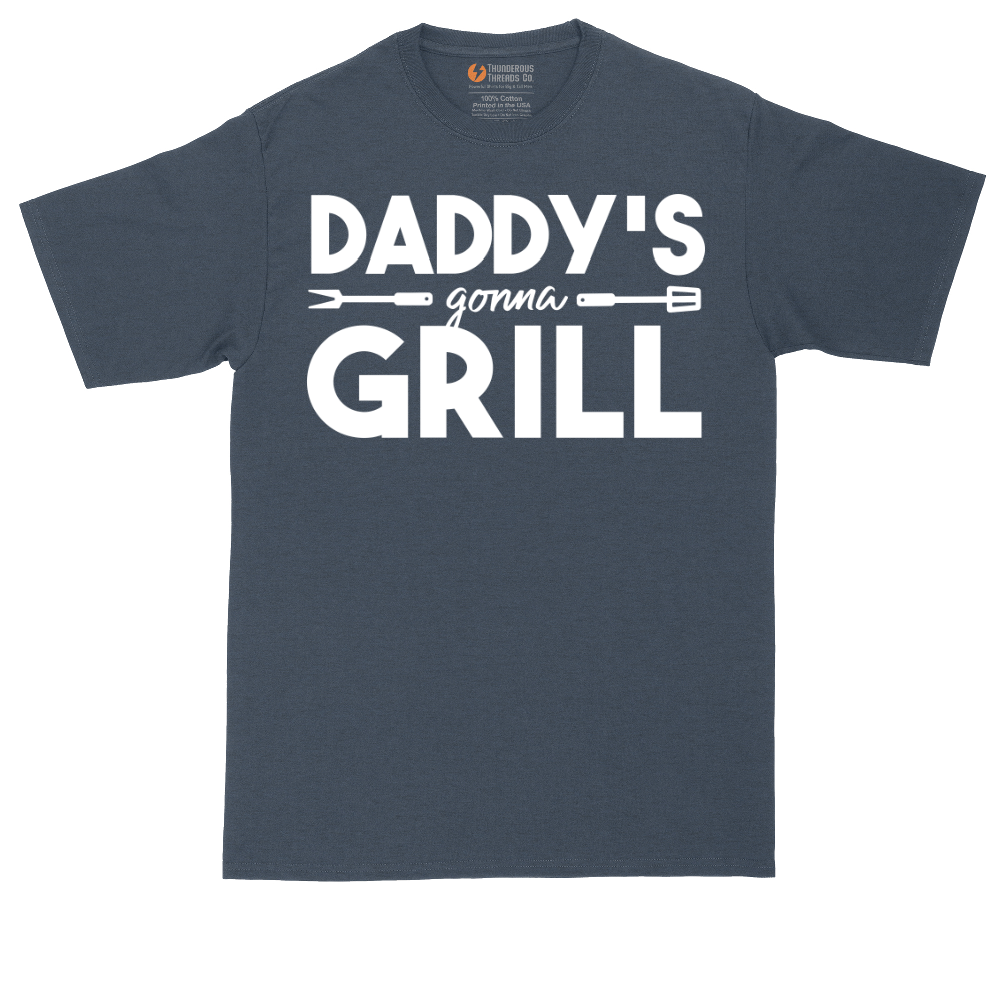 Daddy's Gonna Grill tall t-shirt for men in Heather Navy