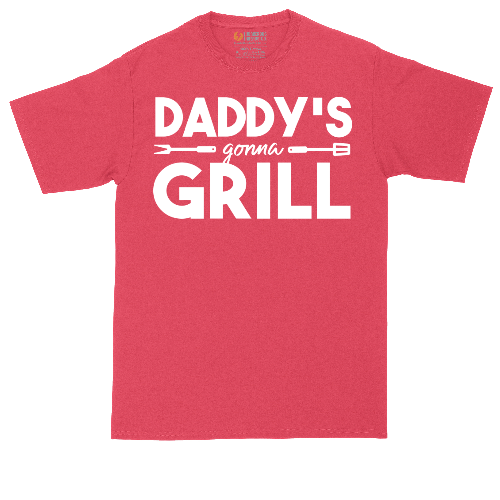 Daddy's Gonna Grill tall t-shirt for men in Heather Red