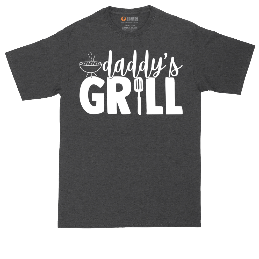Daddy's Grill tall t-shirt for men in Dark Heather Grey