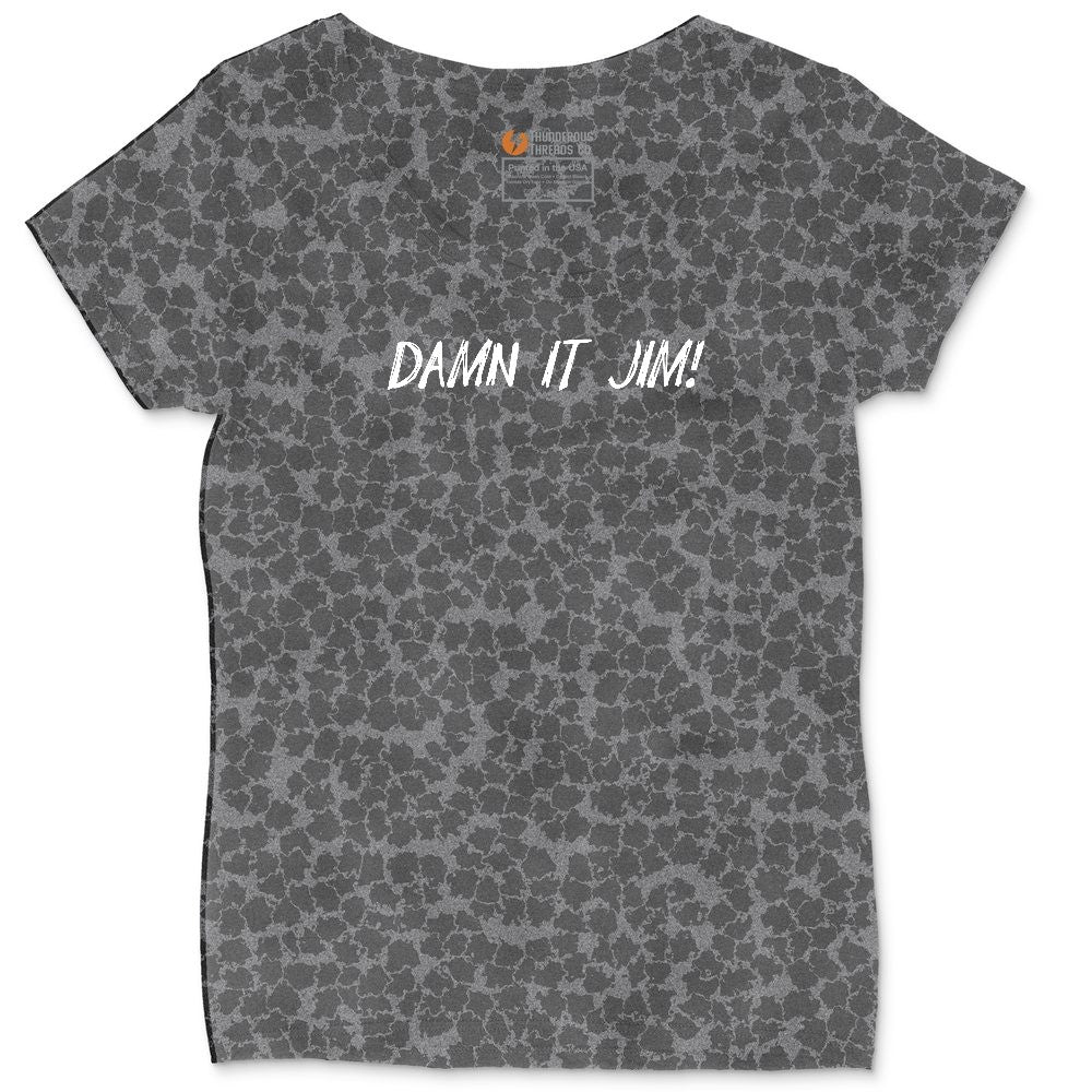 Damn It Jim Ladies Curvy Tee - Black Leopard