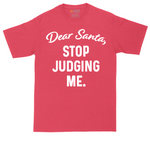 Dear Santa Stop Judging Me tall t-shirt for men in Heather Red