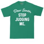 Dear Santa Stop Judging Me tall t-shirt for men in Kelly Green