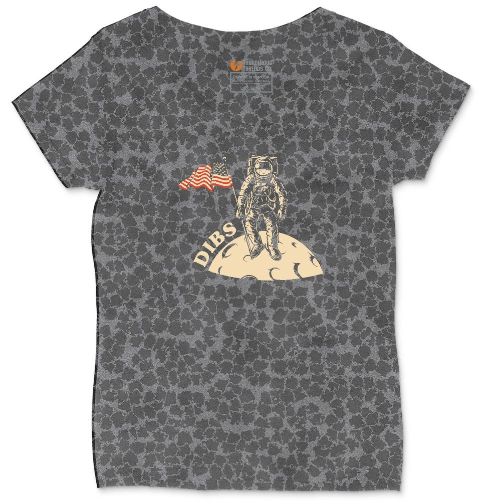 Dibs America Moon Landing Ladies Curvy Tee - Black Leopard