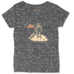 Dibs America Moon Landing Ladies Curvy Tee - Black Leopard