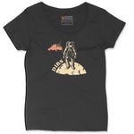 Dibs America Moon Landing Ladies Curvy Tee - Black