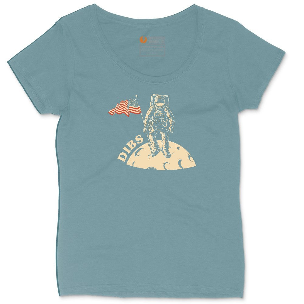 Dibs America Moon Landing Ladies Curvy Tee - Surf Blackout