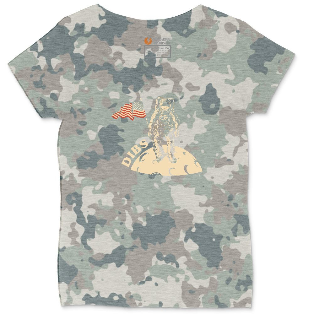Dibs America Moon Landing Ladies Curvy Tee - Vintage Camo