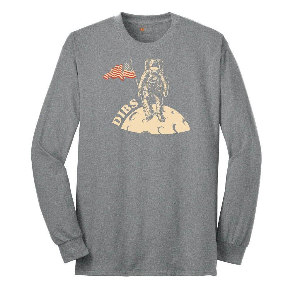 Dibs America Moon Landing Long Sleeve Tee - Athletic Grey