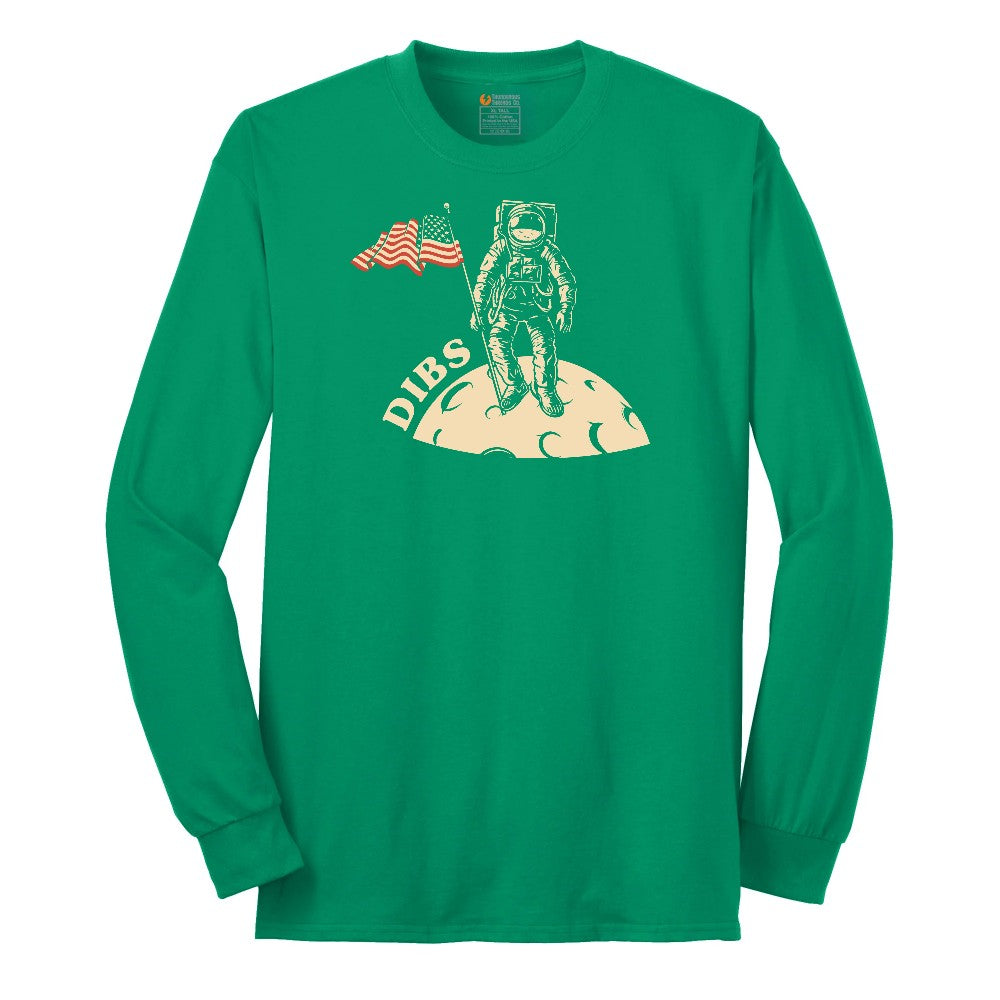 Dibs America Moon Landing Long Sleeve Tee - Kelly Green