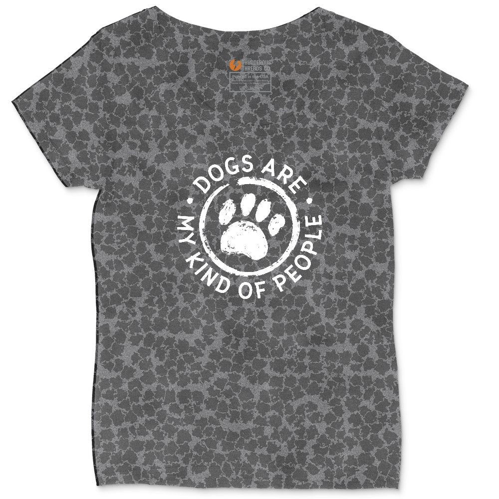 Dogs are My Kind of People Ladies Curvy Tee - Black Leopard