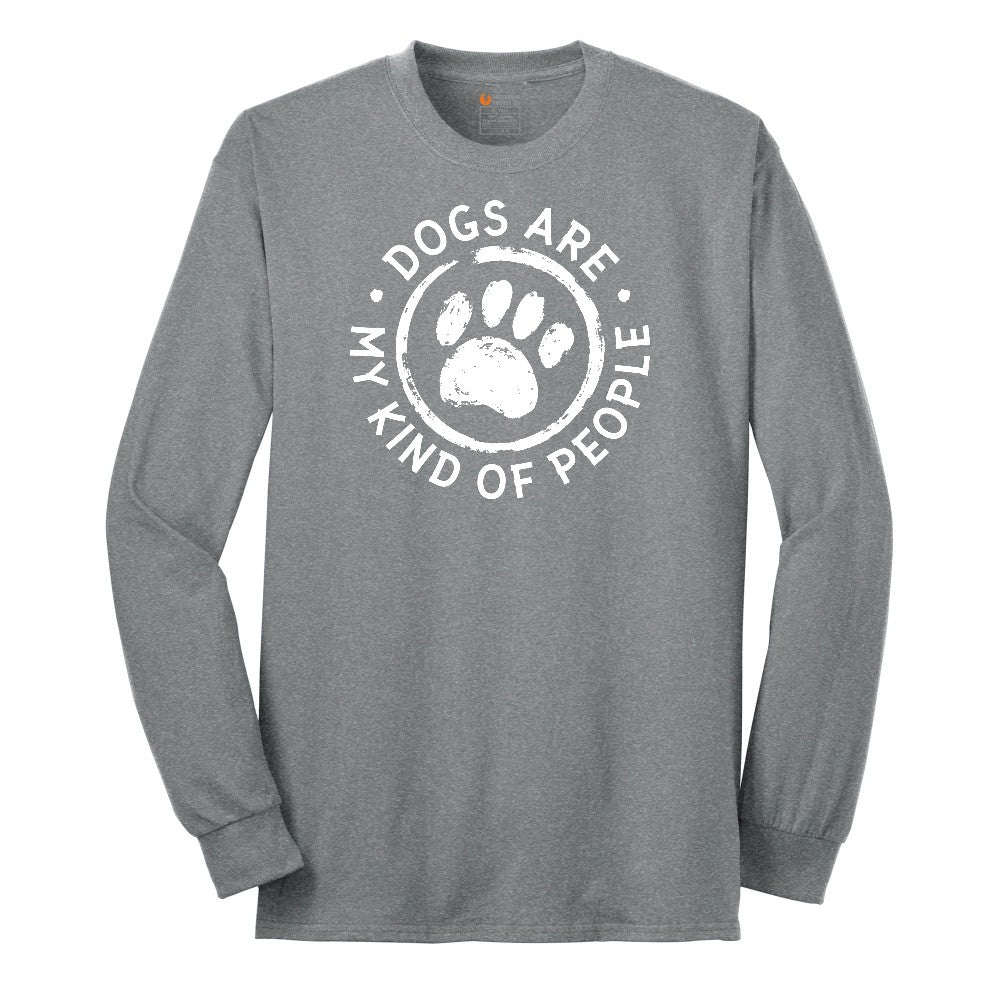 Dogs are My Kind of People Long Sleeve Tee - Athletic Grey