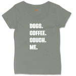Dogs Coffee Couch Me Ladies Curvy Tee - Bamboo Blackout