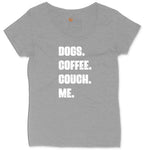 Dogs Coffee Couch Me Ladies Curvy Tee - Granite Heather