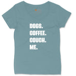 Dogs Coffee Couch Me Ladies Curvy Tee - Surf Blackout