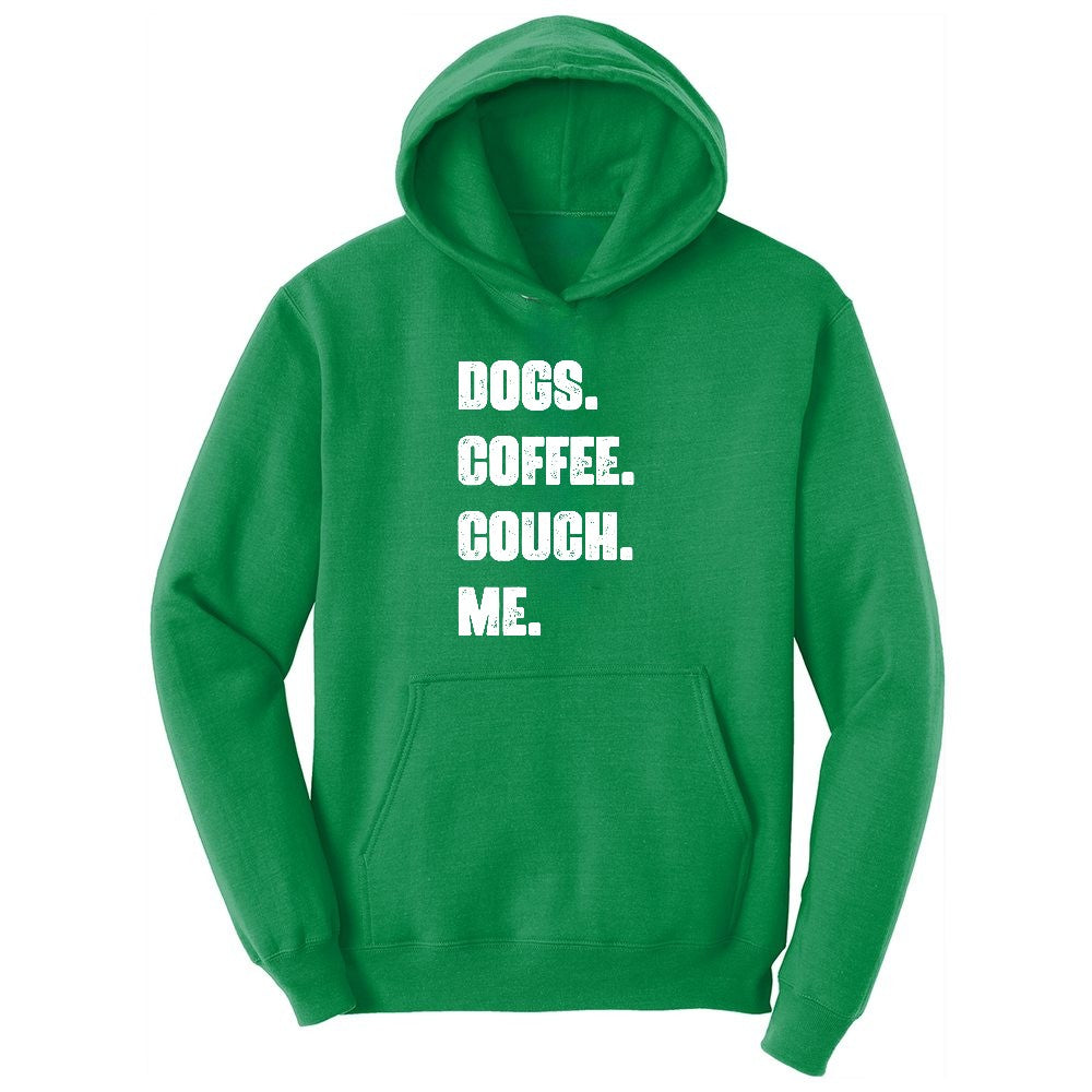Dogs Coffee Couch Me Ladies Hoodie - Kelly Green