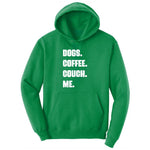 Dogs Coffee Couch Me Ladies Hoodie - Kelly Green