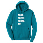 Dogs Coffee Couch Me Ladies Hoodie - Teal
