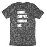 Dogs Coffee Couch Me Ladies Short Sleeve Tee - Black Leopard