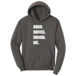 Dogs Coffee Couch Me Hoodie - Charcoal