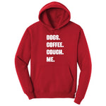 Dogs Coffee Couch Me Hoodie - Red