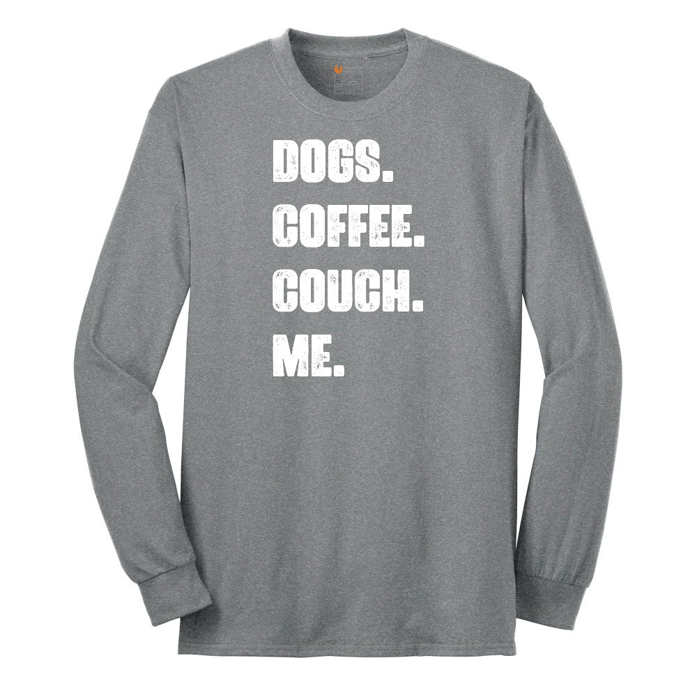 Dogs Coffee Couch Me Long Sleeve Tee - Athletic Grey