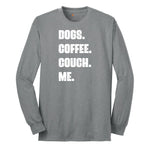 Dogs Coffee Couch Me Long Sleeve Tee - Athletic Grey