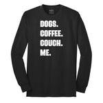 Dogs Coffee Couch Me Long Sleeve Tee - Jet Black