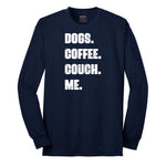 Dogs Coffee Couch Me Long Sleeve Tee - Navy