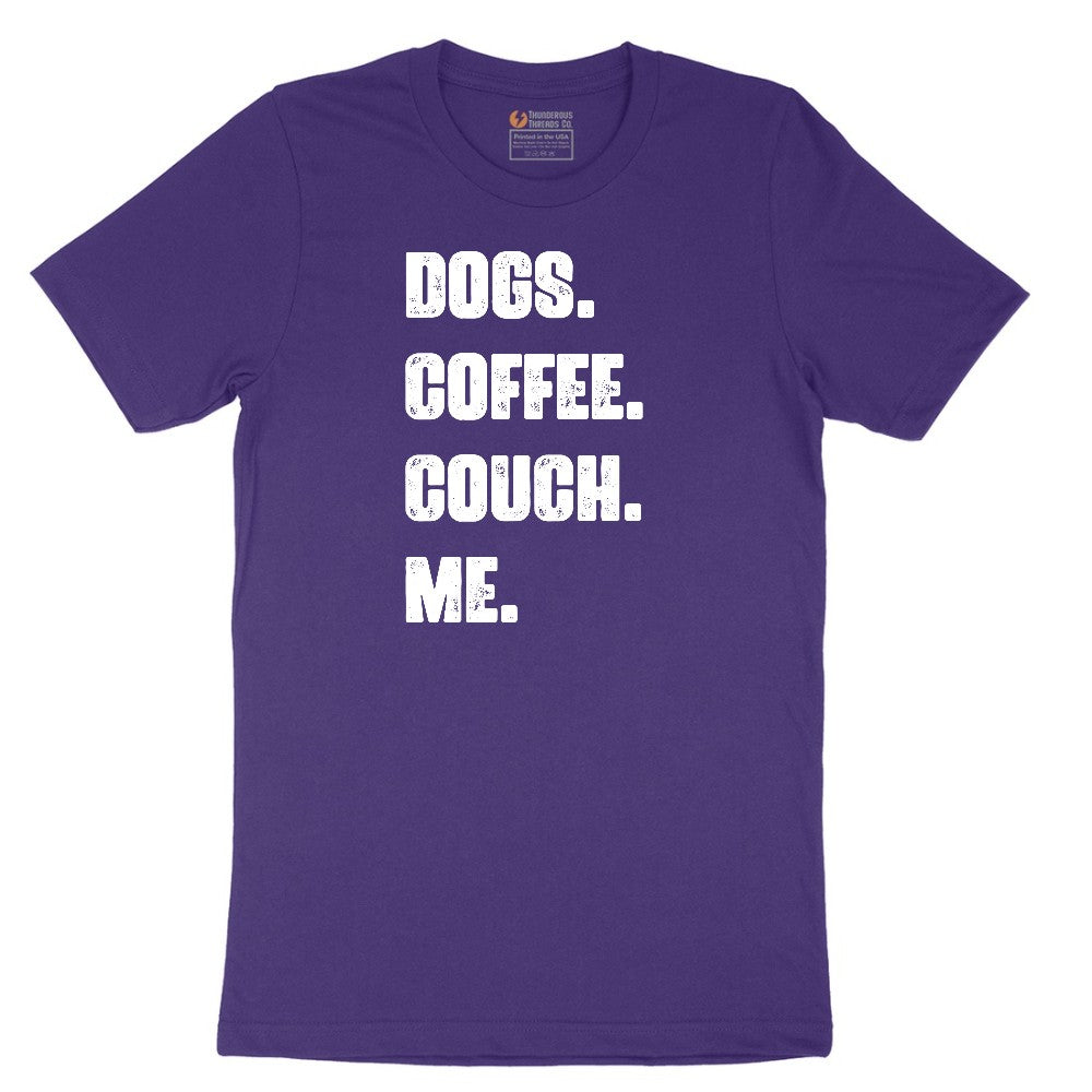 Dogs Coffee Couch Me Short Sleeve Tee - Team Purple