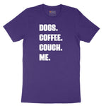 Dogs Coffee Couch Me Short Sleeve Tee - Team Purple