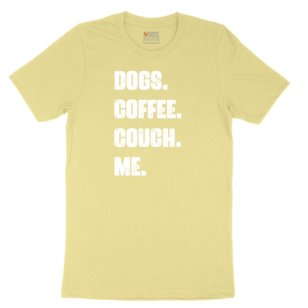 Dogs Coffee Couch Me Youth Short Sleeve Tee - Yellow