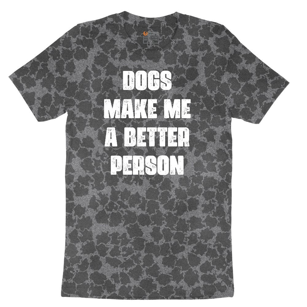 Dogs Make Me a Better Person Ladies Short Sleeve Tee - Black Leopard