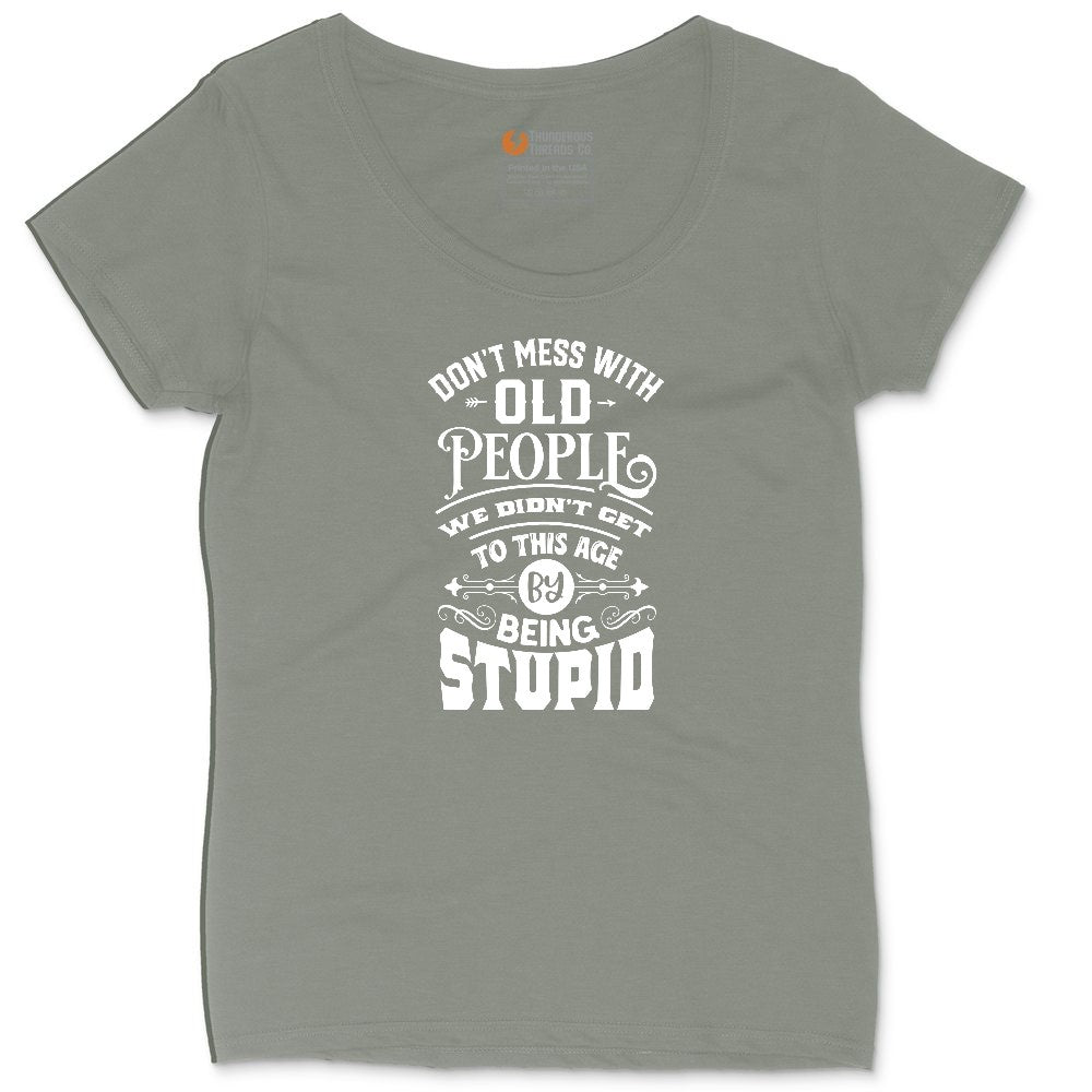 Don't Mess with Old People Ladies Curvy Tee - Bamboo Blackout