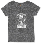 Don't Mess with Old People Ladies Curvy Tee - Black Leopard