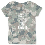 Don't Mess with Old People Ladies Curvy Tee - Vintage Camo