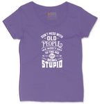 Don't Mess with Old People Ladies Curvy Tee - Vintage Purple