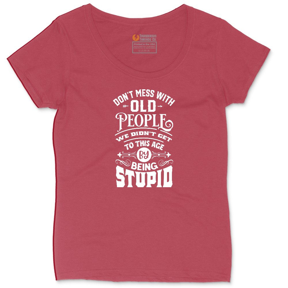 Don't Mess with Old People Ladies Curvy Tee - Vintage Red
