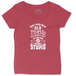 Don't Mess with Old People Ladies Curvy Tee - Vintage Red