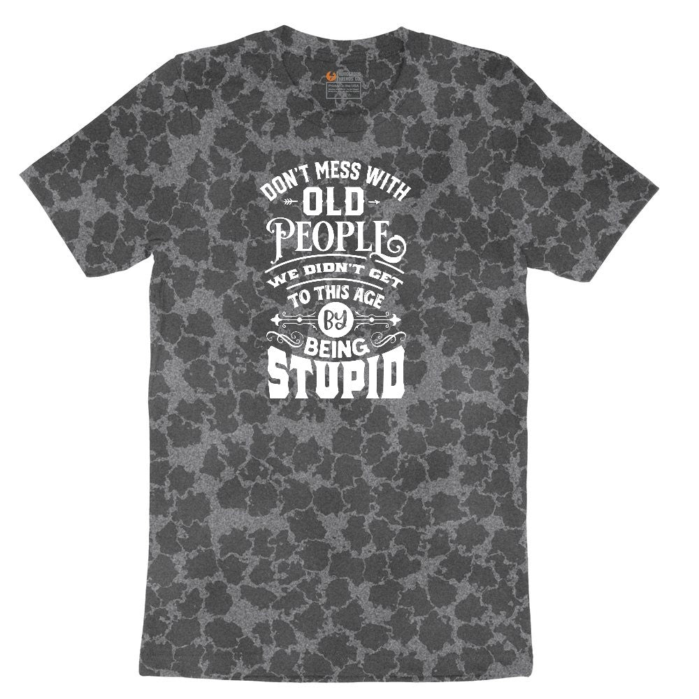 Don't Mess with Old People Ladies Short Sleeve Tee - Black Leopard