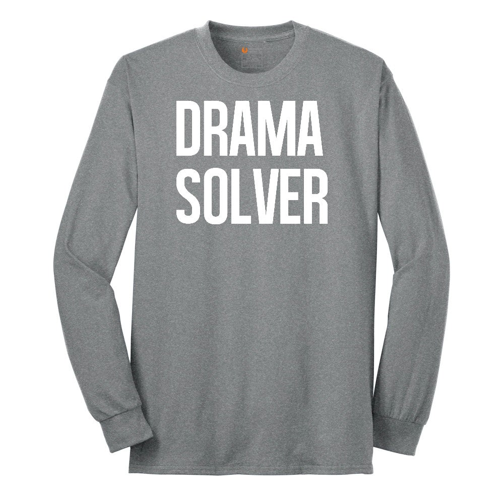 Drama Solver - Mens & Ladies T-Shirt Long Sleeve Tee - Athletic Grey